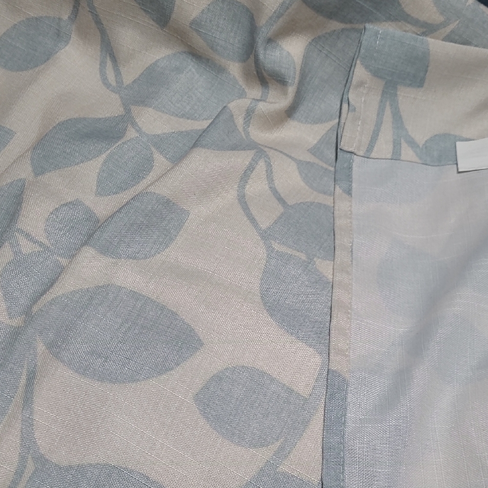 Laura Ashley Blue and Cream Leaf Pattern Curtain Panel (2)